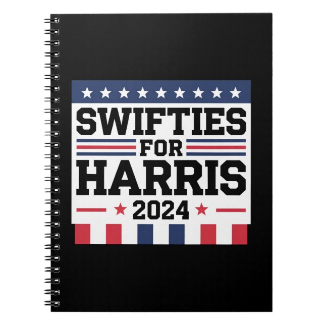 Caderno Espiral Swifties para Kamala Harris 2024 Apoio à Votação (Frente)