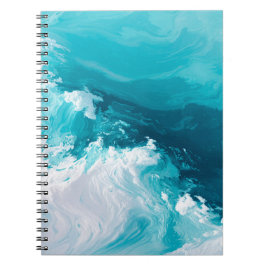 Caderno Espiral Swirling Turquoise Waves Abstract Ocean Wave Art