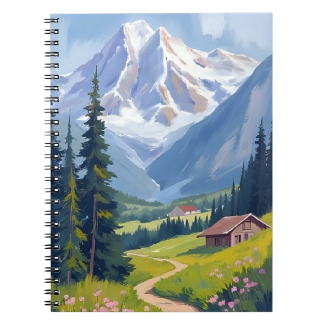 Caderno Espiral Swiss Alps Mountain Hillside Switzerland Art (Frente)