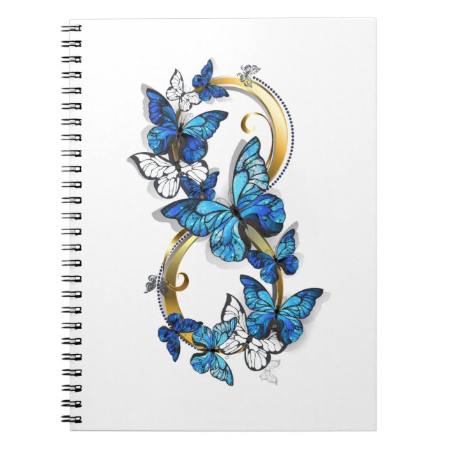 Caderno Espiral Symbol Infinity of Blue Morpho Butterflies (Frente)