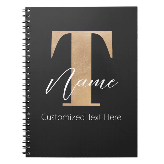 Caderno Espiral T & Name Iniciais Monogramados Modernos Personaliz (Frente)