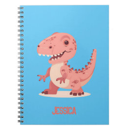 Caderno Espiral T-Rex Dino Rosa Divertido Com o Nome das Crianças