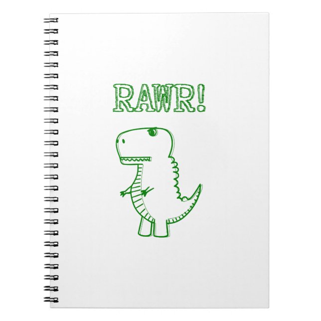 Caderno Espiral T Rex Dino Verde com Raiva (Frente)