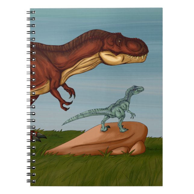Caderno Espiral T-Rex e Velociraptor (Frente)