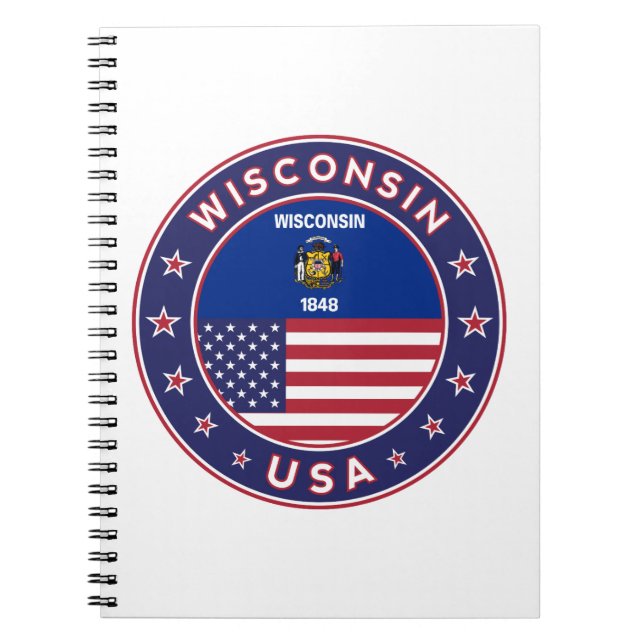 Caderno Espiral t-shirt de Wisconsin, (Frente)