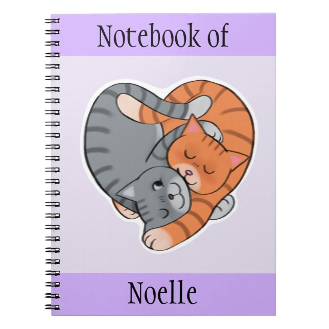 Caderno Espiral Tabby Cats Heart Lovers (Frente)