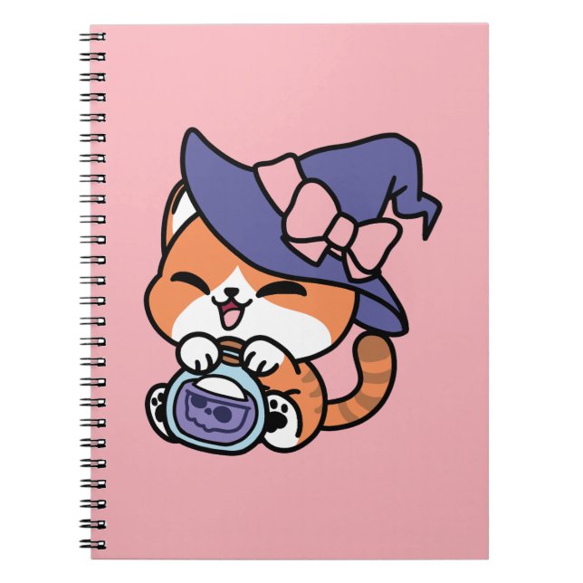 Caderno Espiral Tabby Witch Brew – Cute Halloween Cat Design (Frente)