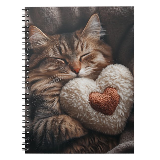 CADERNO ESPIRAL TABELA DE DORMIR CUTA COM GATO COM TRAVESSEIRO CAR (Frente)