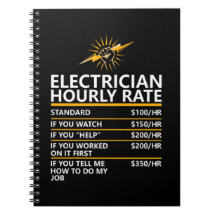Caderno Espiral Tabela de Taxa Horária de Eletricista Engraçada Pr