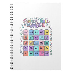 Caderno Espiral Tabela Periódica de Magia do Unicórnio Presente Fo