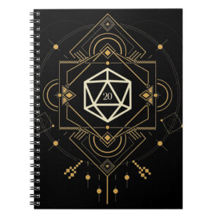 Caderno Espiral Tabletop de Geometria Minimalista de Dice D20 Sagr