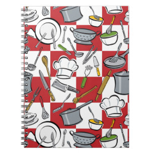 Caderno Espiral Tabuleiro de damas das ferramentas dos cozinheiros