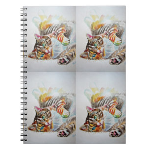 Caderno Espiral Tabuleiro de Gatos de Cores de Cores de Cores de C
