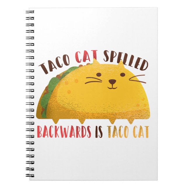 Caderno Espiral Taco Cat Palindrome (Frente)
