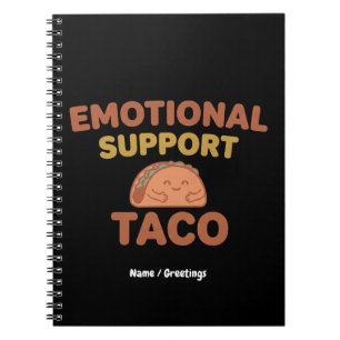 Caderno Espiral Taco de Apoio Emocional Engraçado Retro Kawaii Con