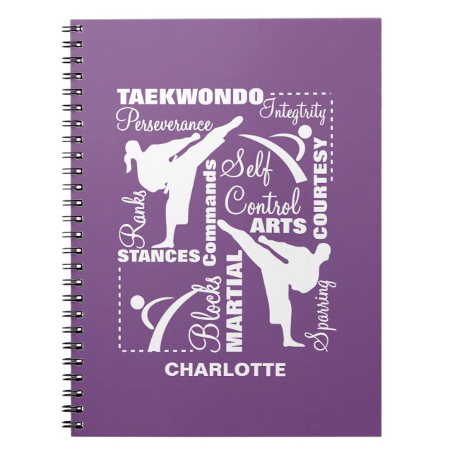 Caderno Espiral Taekwondo Artes Marciais Terminologia Esportiva (Frente)