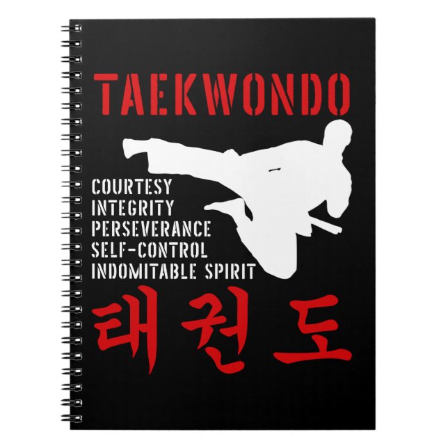 Caderno Espiral Taekwondo Tenets Artes Marciais (Frente)