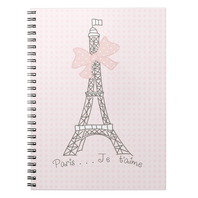 Caderno Espiral T'aime do je de Paris (Frente)