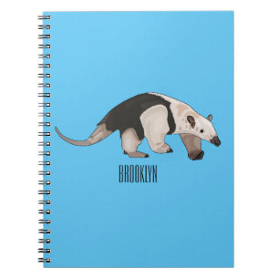 Caderno Espiral Tamandua ilustração de desenho animado