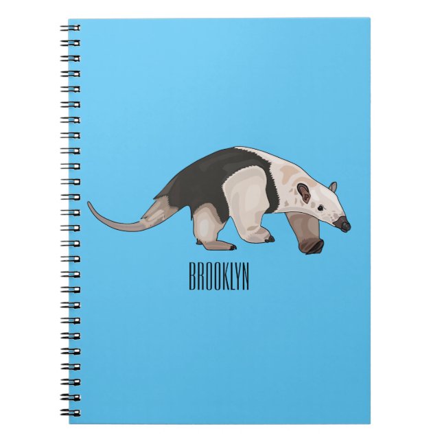 Caderno Espiral Tamandua ilustração de desenho animado (Frente)
