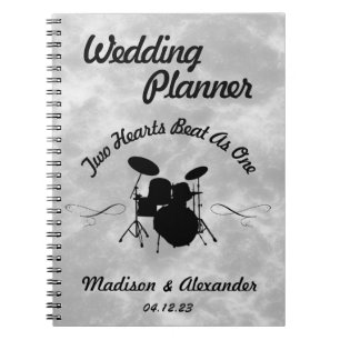 Caderno Espiral Tambor Musical do Planner de Casamento do Drummer
