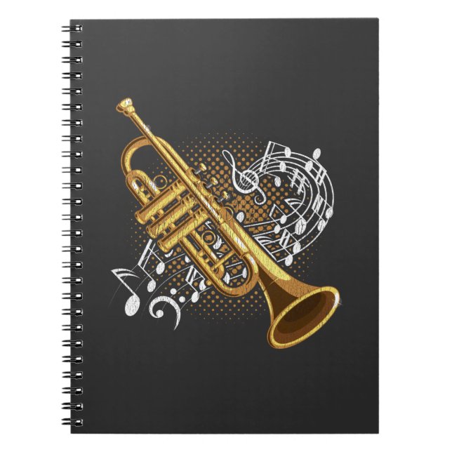 Caderno Espiral Tambor Musical Notes Jazz Music Art (Frente)