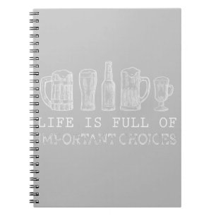 Caderno Espiral Tampa da cerveja Cerveja de escolhas importantes