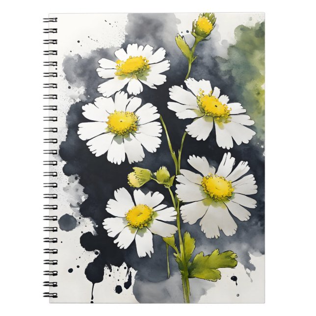 Caderno Espiral Tanaceto - Flores de aquarela (Frente)