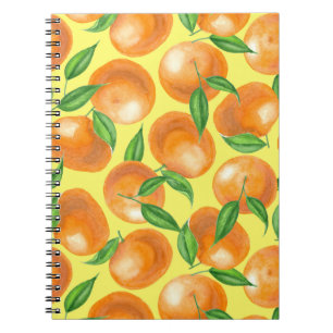 Caderno Espiral Tangerinas de aquarela