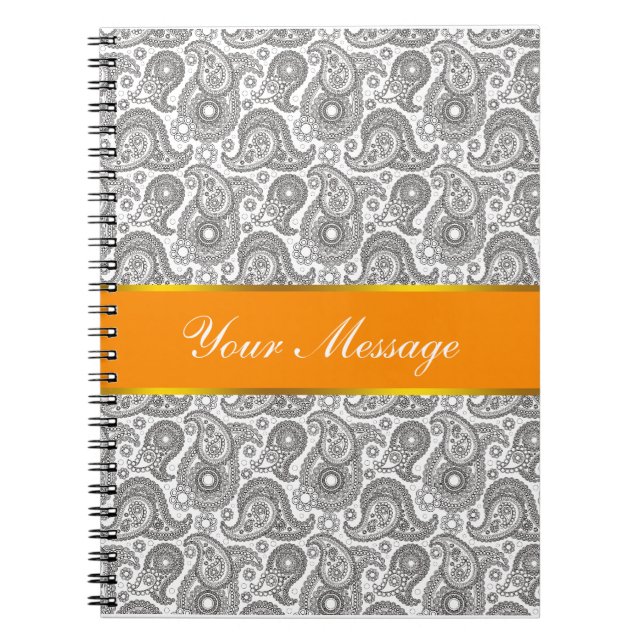Caderno Espiral Tangerine Black Paisley (Frente)