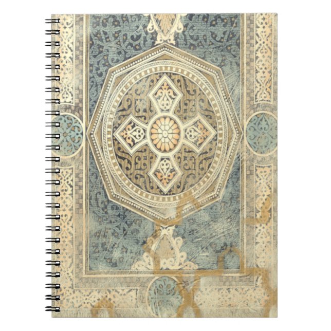 Caderno Espiral Tapeçaria Ornamental com Ornamentado Geométrico (Frente)