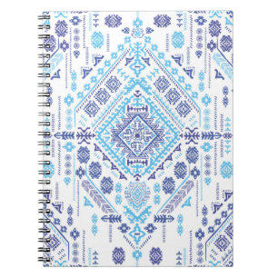 Caderno Espiral tapete paisley indiano, padrão étnico mandala.