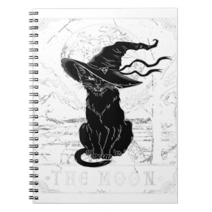 Caderno Espiral Tarot Card Crescent Moon E Black Cat Witat Hat
