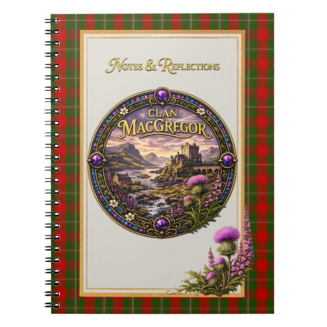 Caderno Espiral Tartan do Clã Escocês MacGregor (Frente)