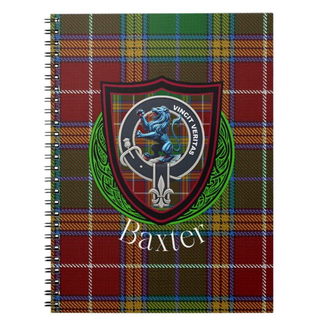 Caderno Espiral Tartan e Brasão do Clã Escocês Baxter (Frente)