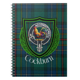 Caderno Espiral Tartan e Brasão do Clã Escocês Cockburn