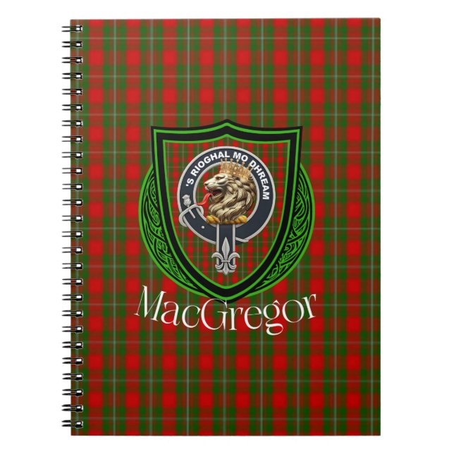 Caderno Espiral Tartan e Brasão do Clã Escocês MacGregor (Frente)