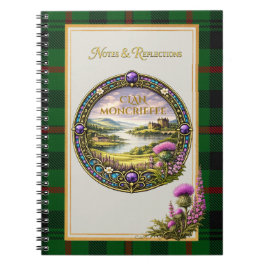 Caderno Espiral Tartan e Brasão do Clã Escocês Moncrieffe
