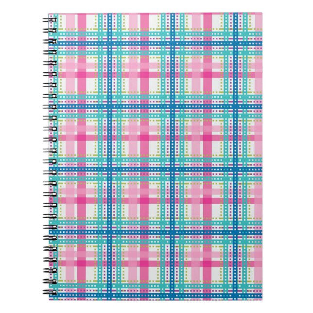 Caderno Espiral Tartan, teste padrão da xadrez (Frente)