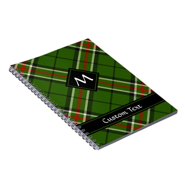 Caderno Espiral Tartan Verde, Preto, Vermelho e Branco (Lado Direito)