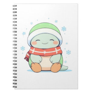 Caderno Espiral Tartaruga Aconchegante de Inverno com Cachecol Des