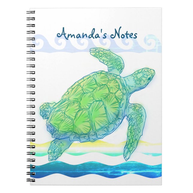 Caderno Espiral Tartaruga Azul e Verde (Frente)