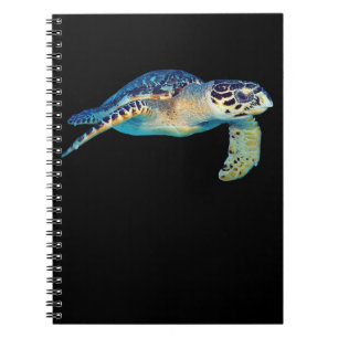 Caderno Espiral Tartaruga do Mar Amigável Nadando Fotografia Subm