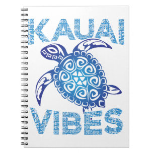 Caderno Espiral Tartaruga-do-mar Azul Polinésia Tribal Kauai Vibes