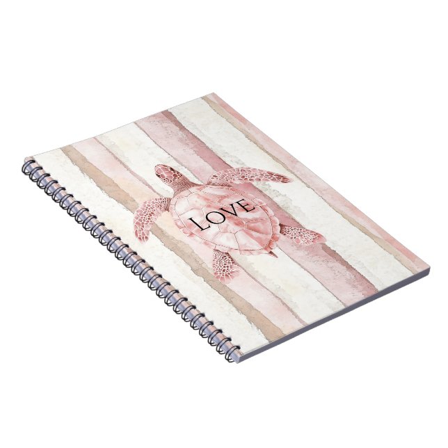 Caderno Espiral Tartaruga-do-mar com tiras rosadas (Lado Direito)