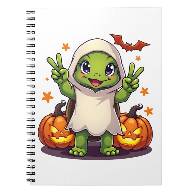 Caderno Espiral Tartaruga Fantasma Abóbora Engraçada Halloween Men (Frente)