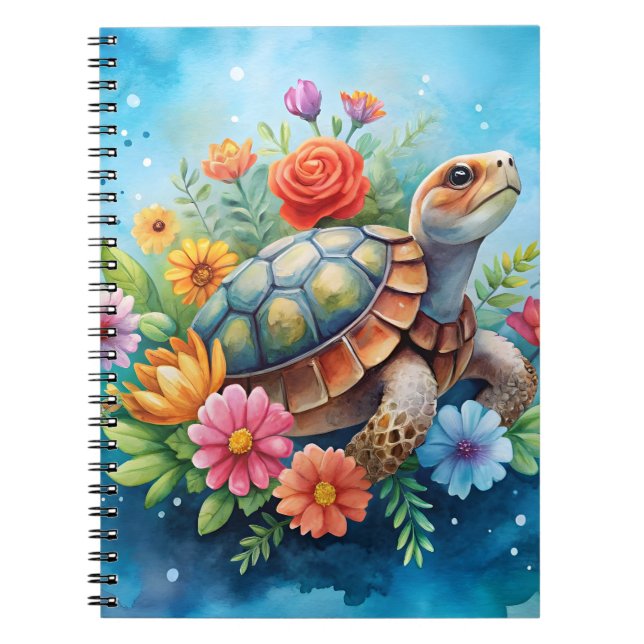 Caderno Espiral Tartaruga Floral (Frente)