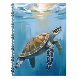 Caderno Espiral Tartaruga Marinha Animal Oceano Aquarela
