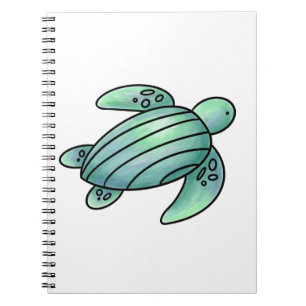 Caderno Espiral tartaruga marinha pintada aquarela desenho animado