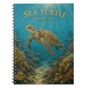 Caderno Espiral Tartaruga Marinha Recife Tropical Aquarela GeoSaga